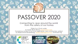 Passover 2020 Connecting to Jews around the world