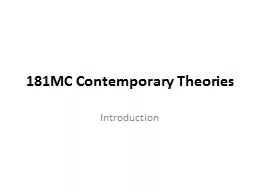 181MC Contemporary Theories