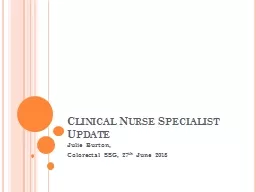 Clinical Nurse Specialist Update