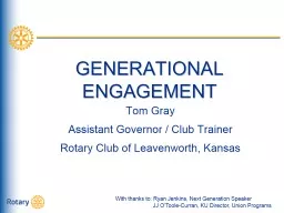 GENERATIONAL ENGAGEMENT Tom Gray