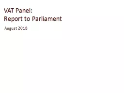 VAT Panel: Report to Parliament