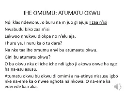 IHE OMUMU: ATUMATU  OKWU