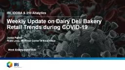 Weekly Update on Dairy Deli Bakery Retail Trends during COVID-19