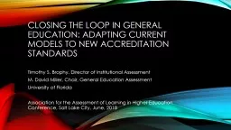 Closing the Loop in General Education: Adapting Current Models to New Accreditation Standards