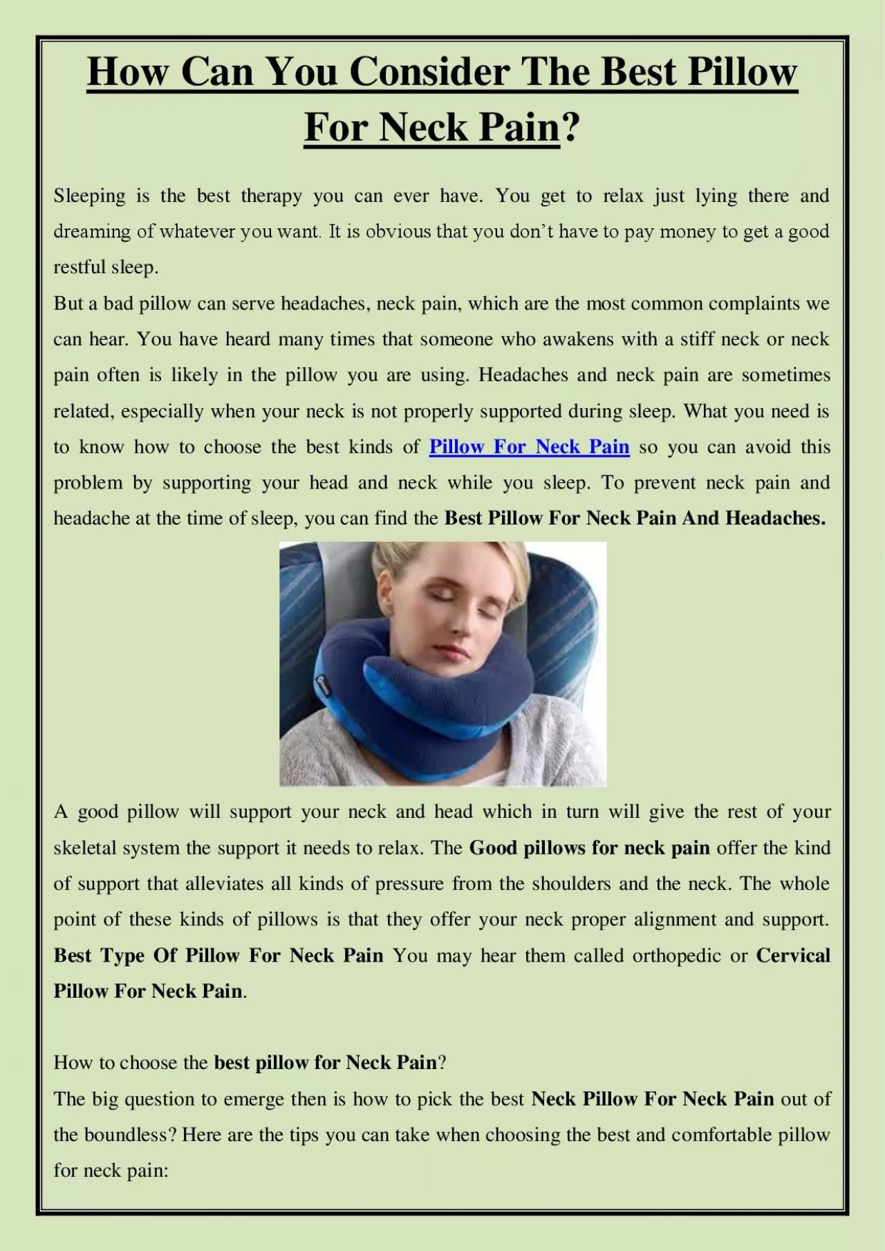 PDF-How Can You Consider The Best Pillow For Neck Pain?