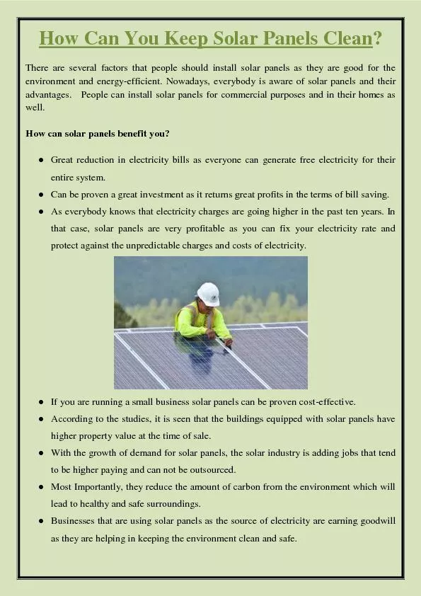 How Can You Keep Solar Panels Clean?