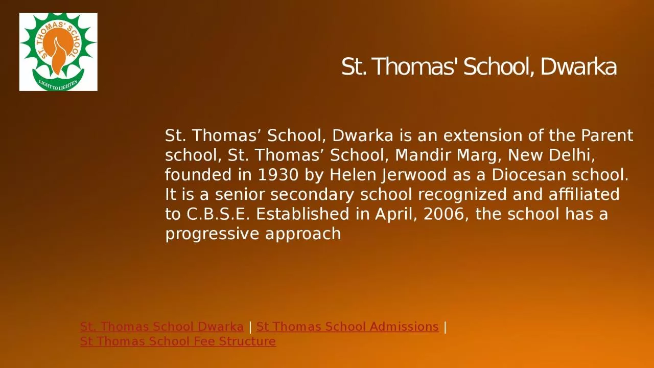 PPT-St. Thomas' School, Dwarka