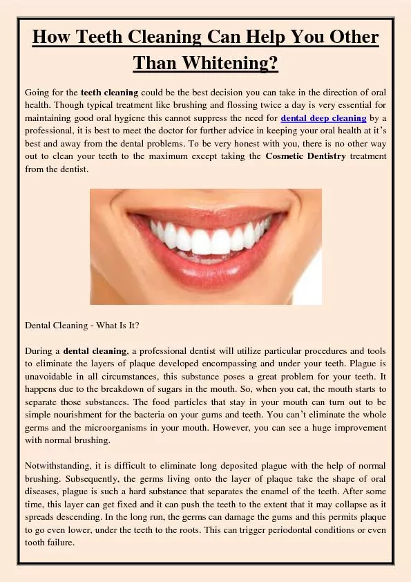 How Teeth Cleaning Can Help You Other Than Whitening?
