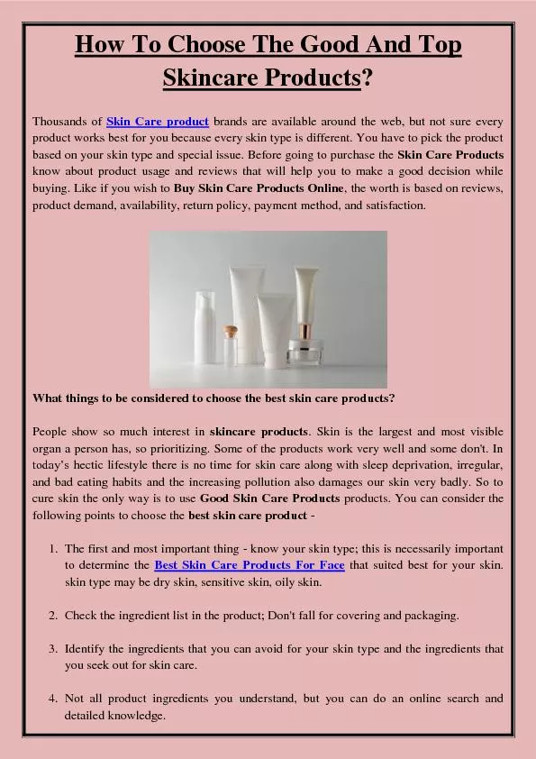 How To Choose The Good And Top Skincare Products?