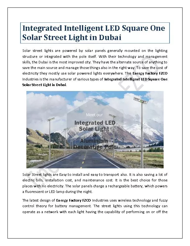 Integrated Intelligent LED Square One Solar Street Light in Dubai