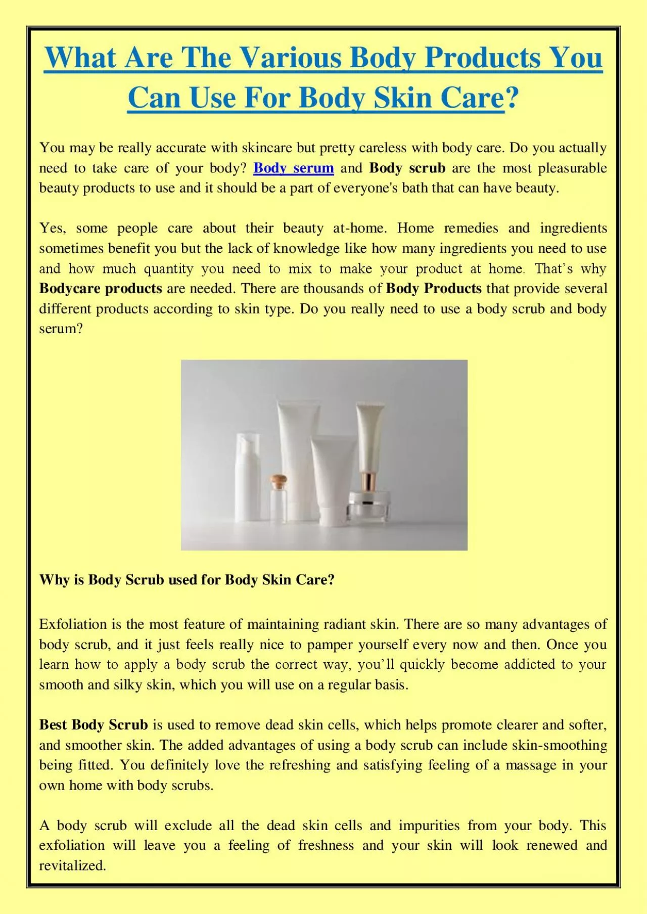 PDF-What Are The Various Body Products You Can Use For Body Skin Care?