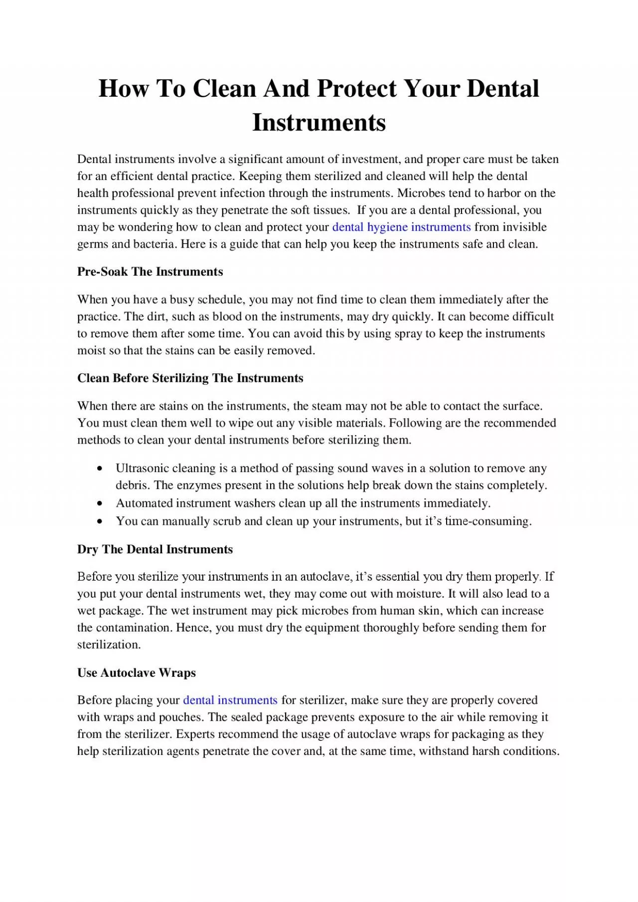 PDF-How To Clean And Protect Your Dental Instruments