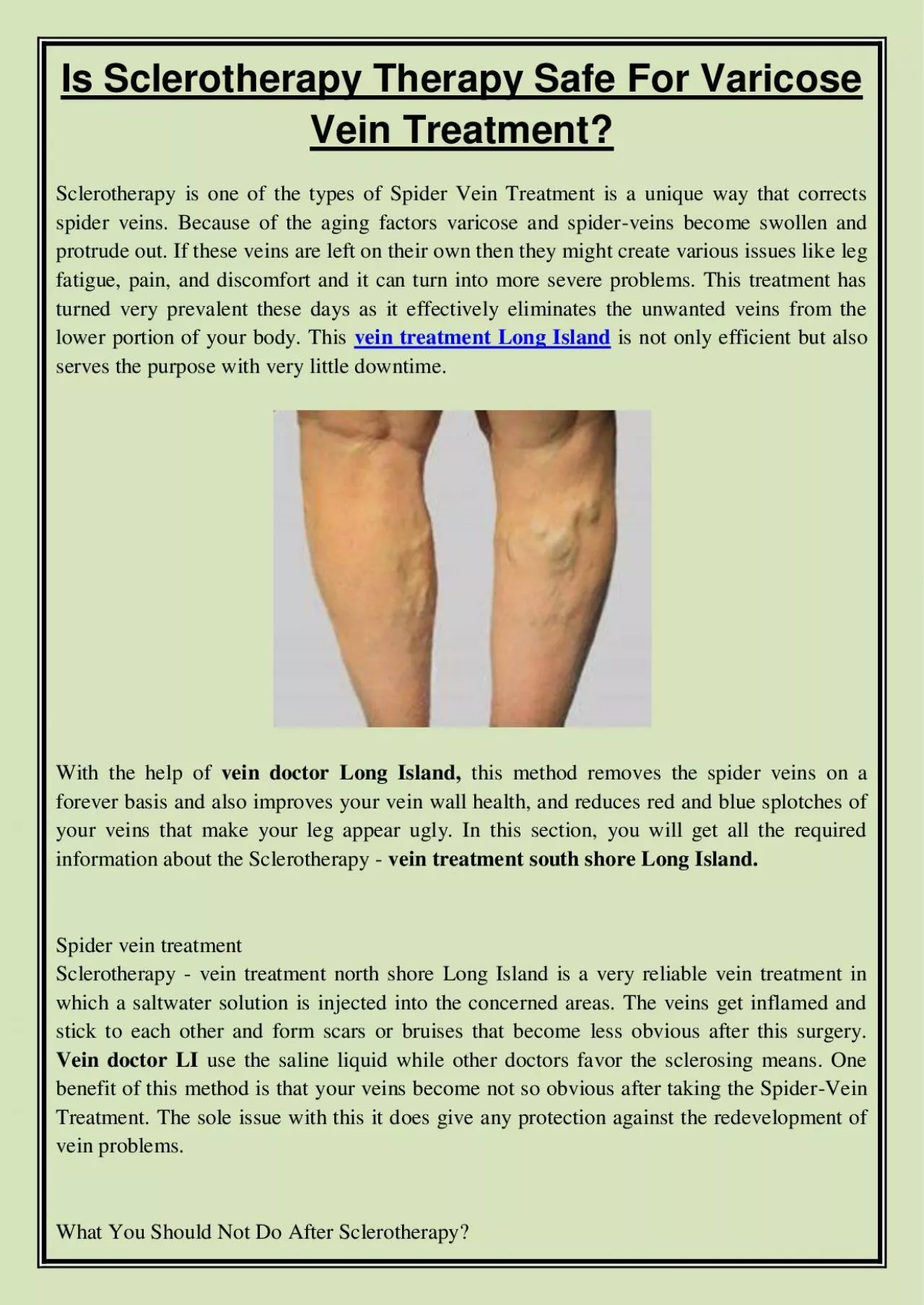 PDF-Is Sclerotherapy Therapy Safe For Varicose Vein Treatment?