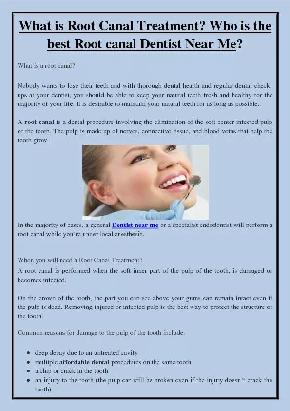 What is Root Canal Treatment? Who is the best Root canal Dentist Near Me?