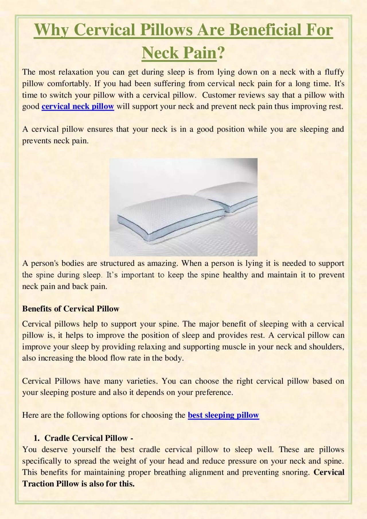 PDF-Why Cervical Pillows Are Beneficial For Neck Pain?