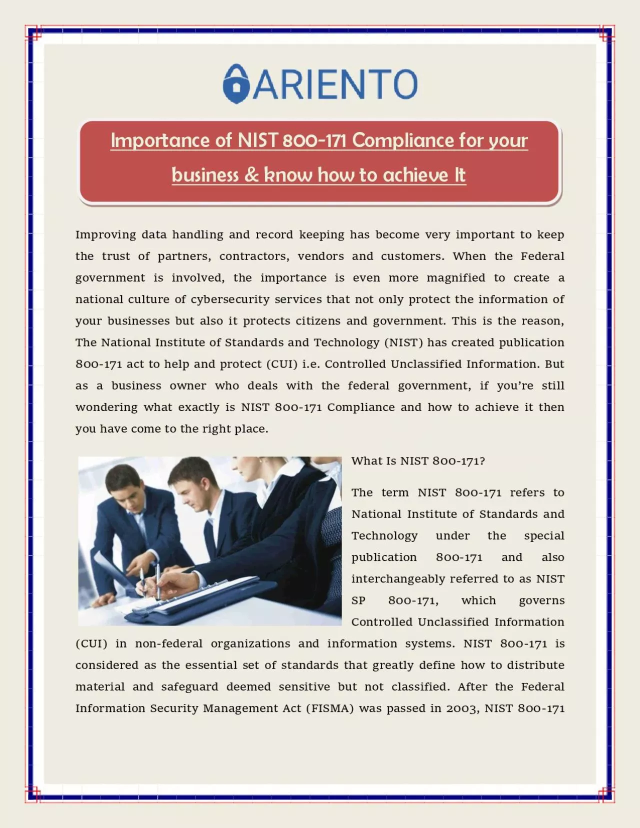 PDF-Importance of NIST 800-171 Compliance for your business & know how to achieve It