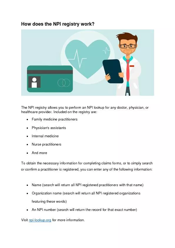 How does the NPI registry work?