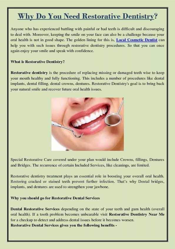Why Do You Need Restorative Dentistry?
