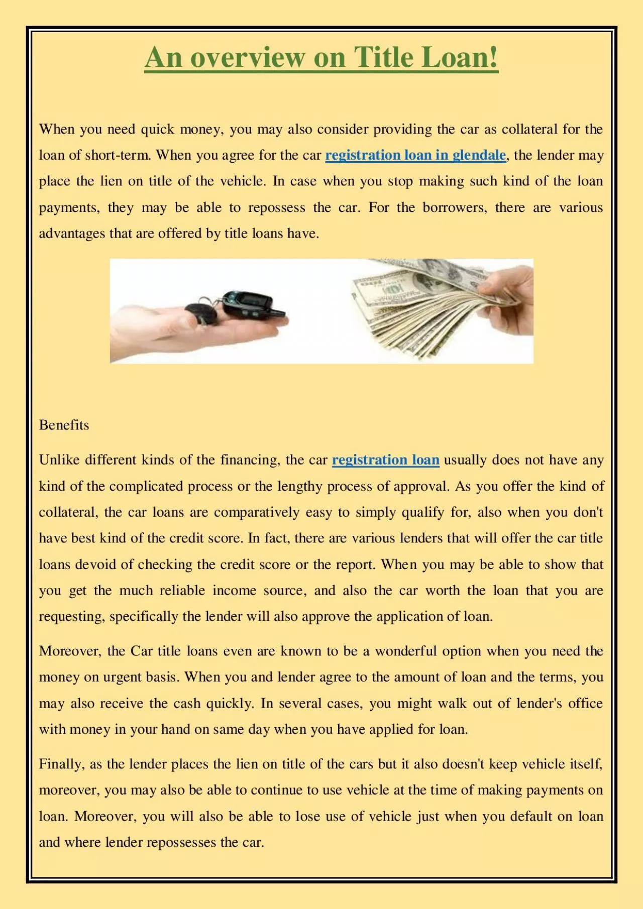 PDF-An overview on Title Loan!