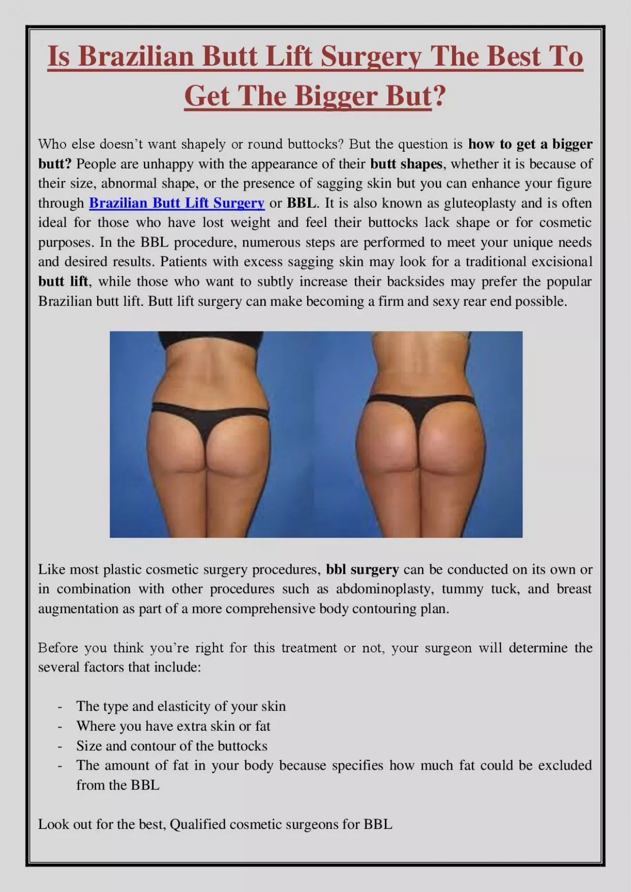 PDF-Is Brazilian Butt Lift Surgery The Best To Get The Bigger But?