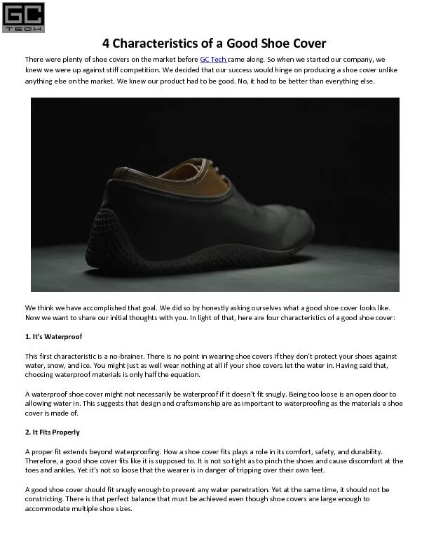 4 Characteristics of a Good Shoe Cover