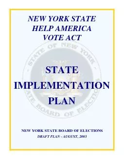 NEW YORK STATE HELP AMERICA VOTE ACT STATE IMPLEMENTATION PLAN NEW YOR