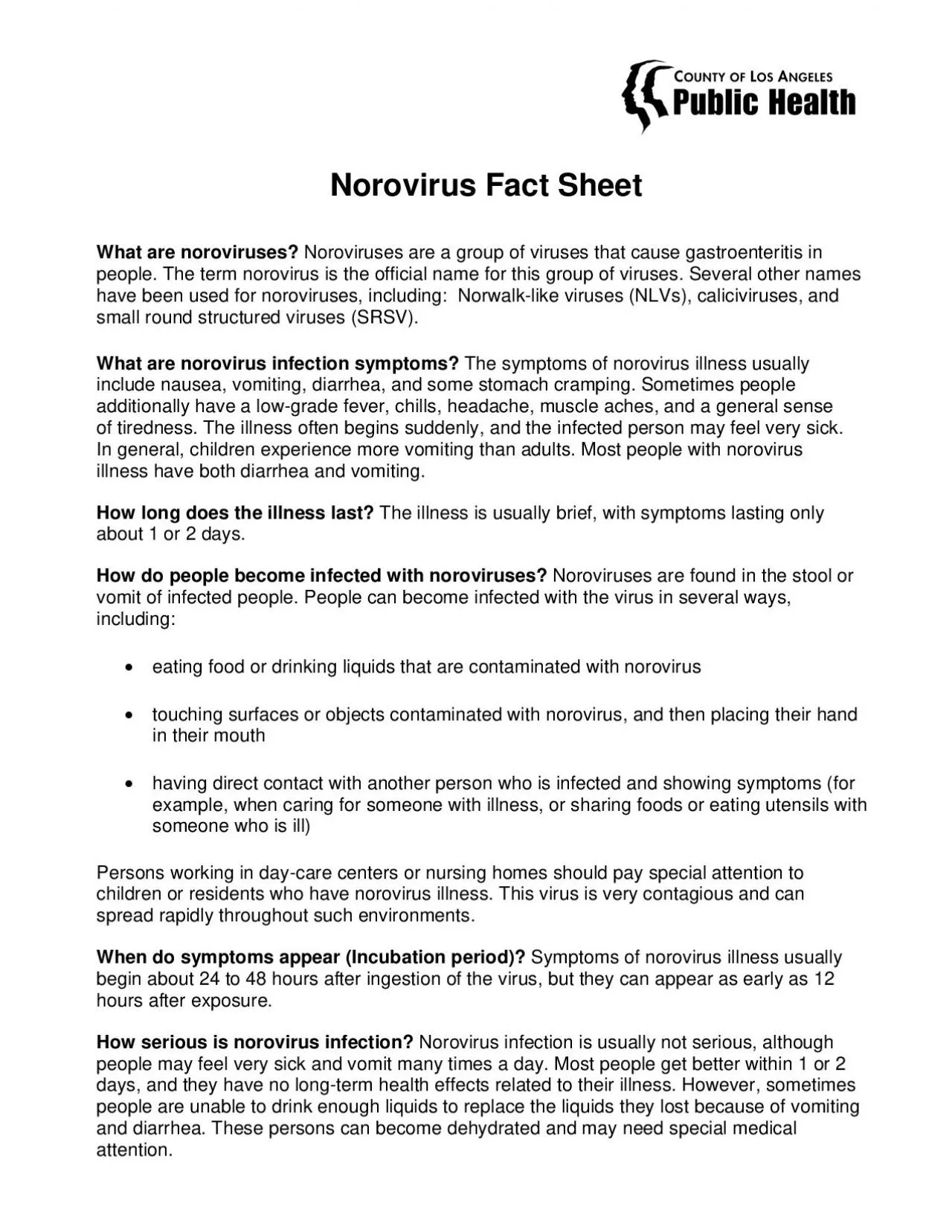 PDF-Norovirus Fact Sheet