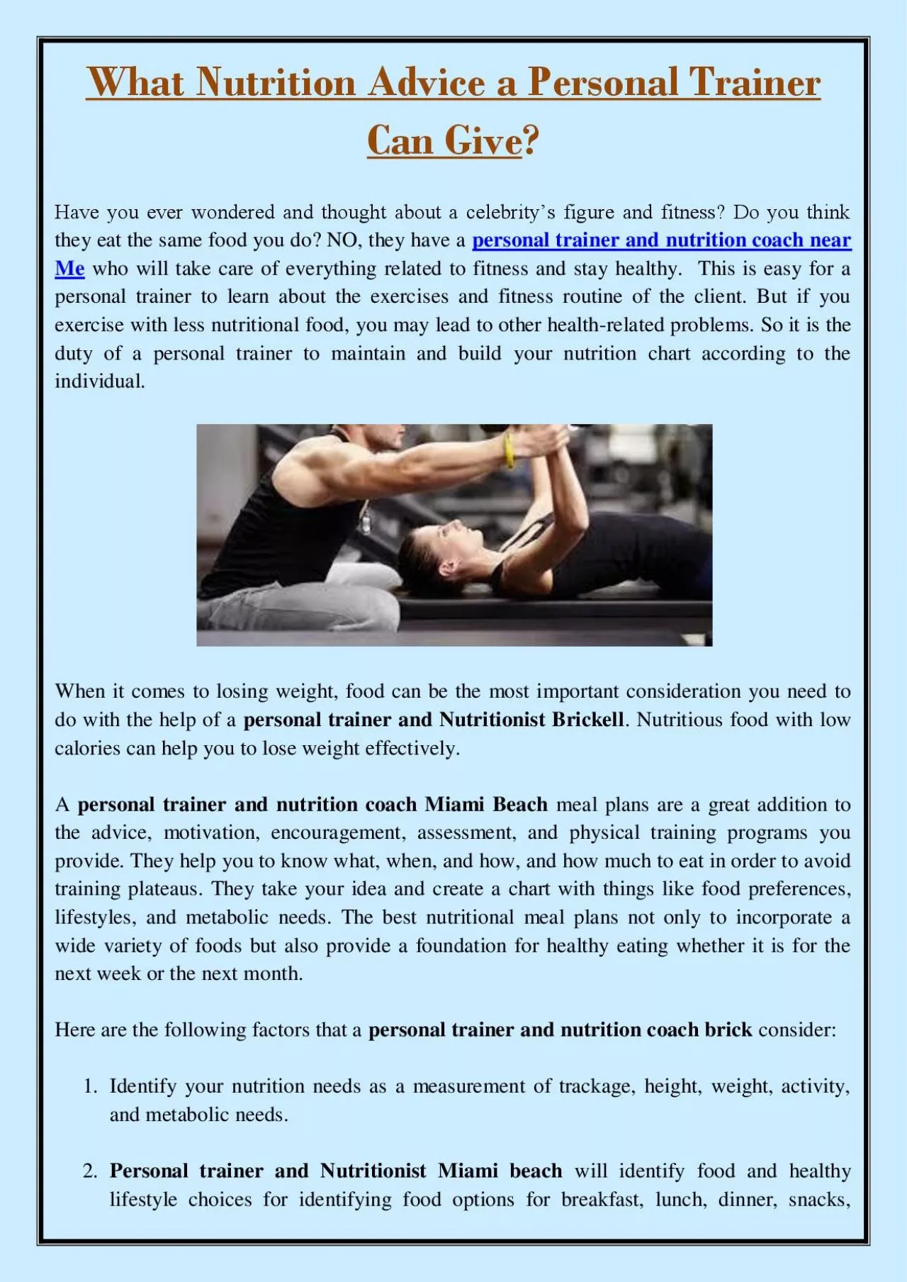 PDF-What Nutrition Advice a Personal Trainer Can Give?