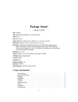 Package`demu'January13,2020TypePackageTitleOptimalDesignEmulatorsviaPo