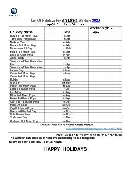 List Of Holidays For