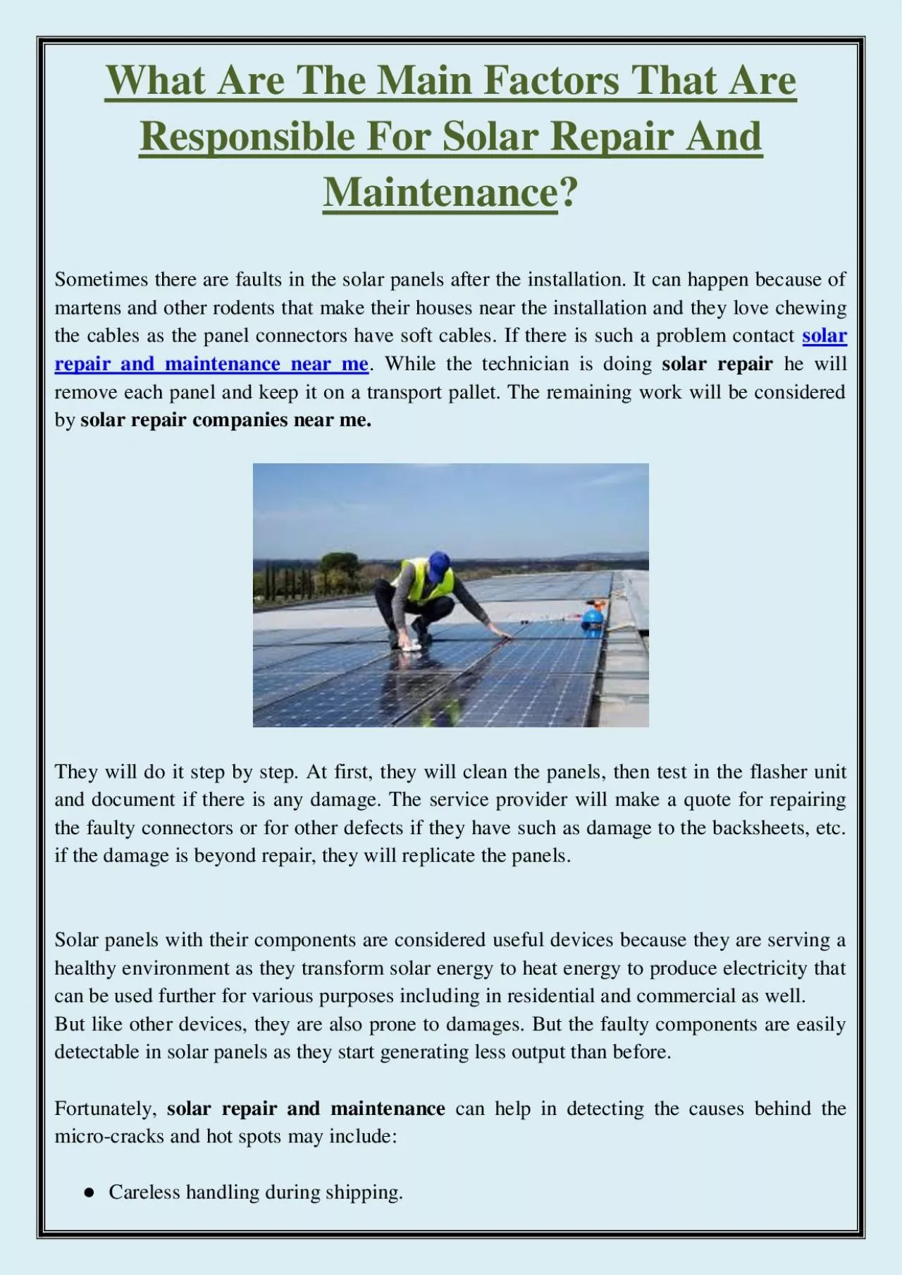 PDF-What Are The Main Factors That Are Responsible For Solar Repair And Maintenance?