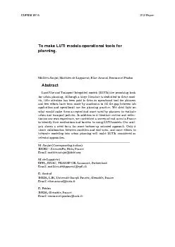To make LUTI models operational tools for