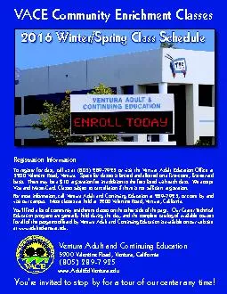 VACE Community Enrichment You’re invited to stop by for a tour of
