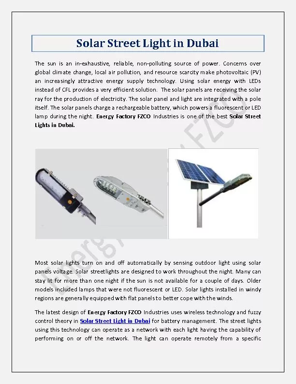 Solar Street Light in Dubai