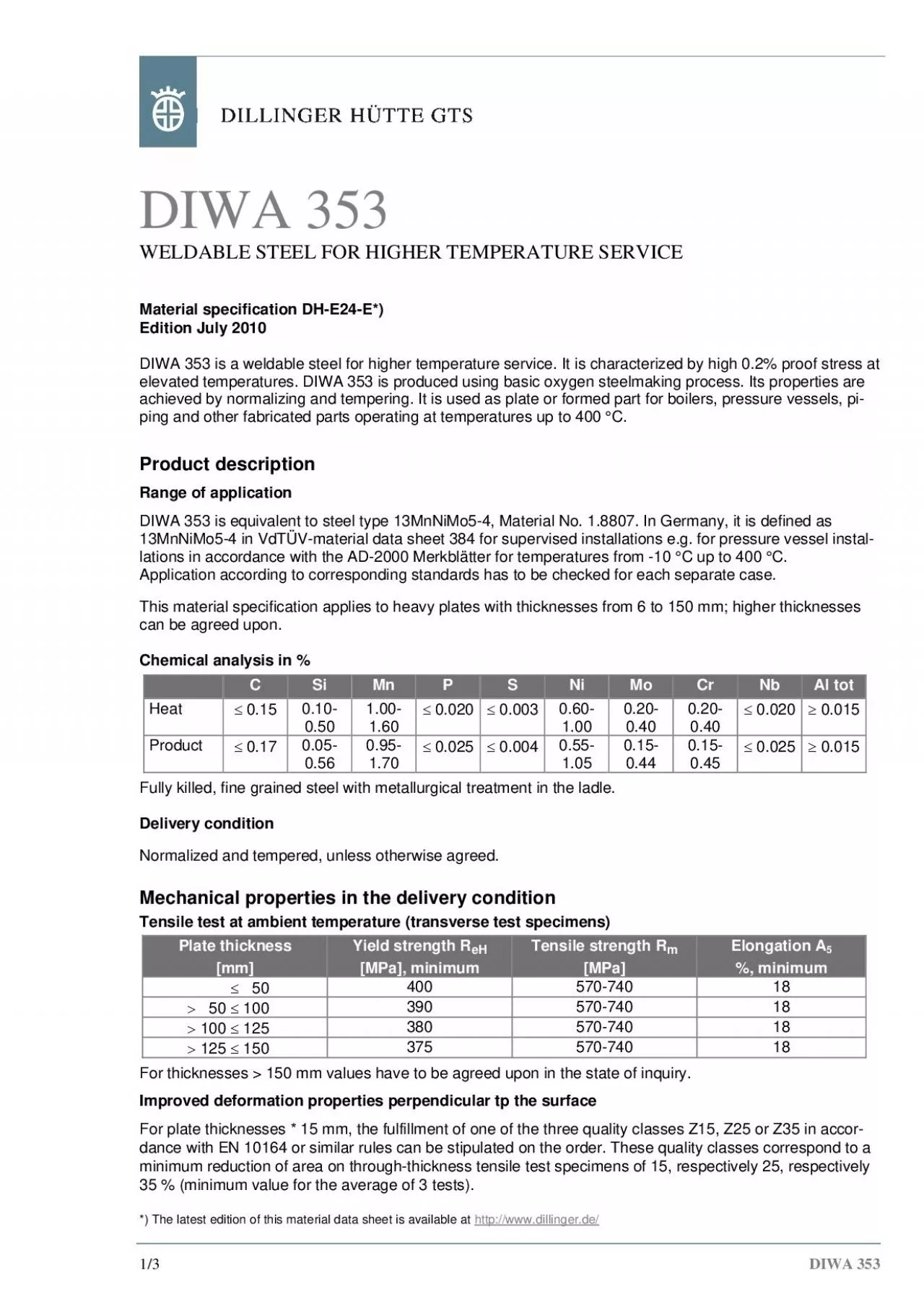 PDF-2/3 DIWA 3530.2% proof stress at elevated temperatures (transverse tes