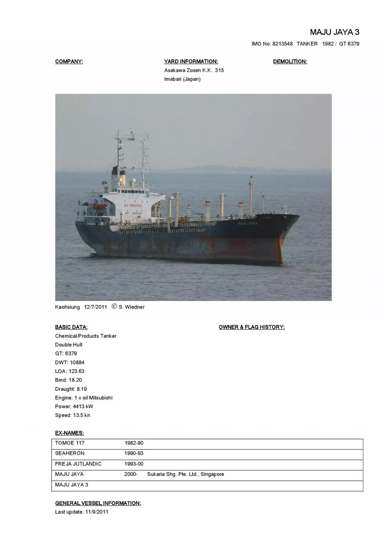 PDF-IMO No: 8213548 TANKER 1982 / GT 6379