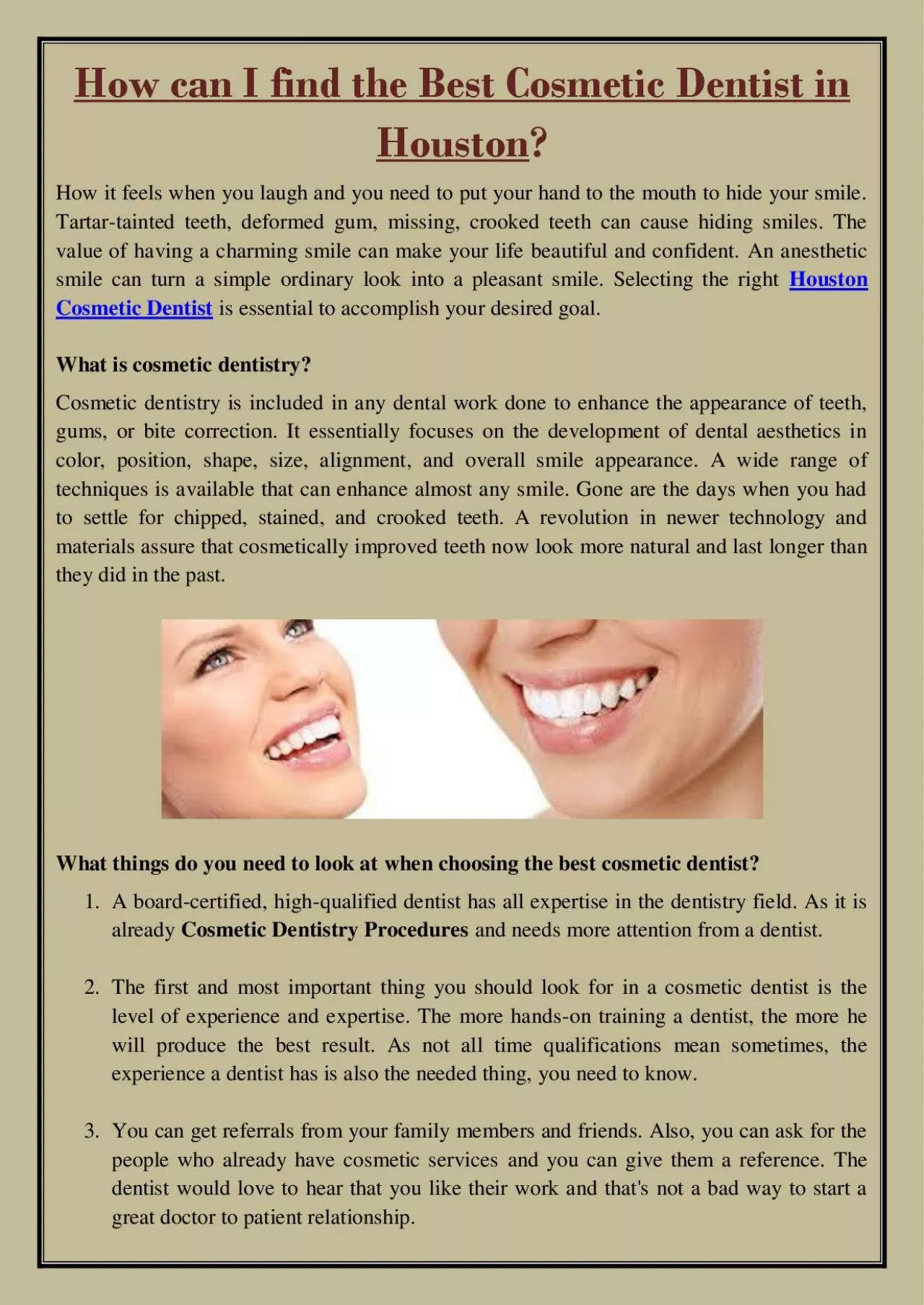 PDF-How can I find the Best Cosmetic Dentist in Houston?