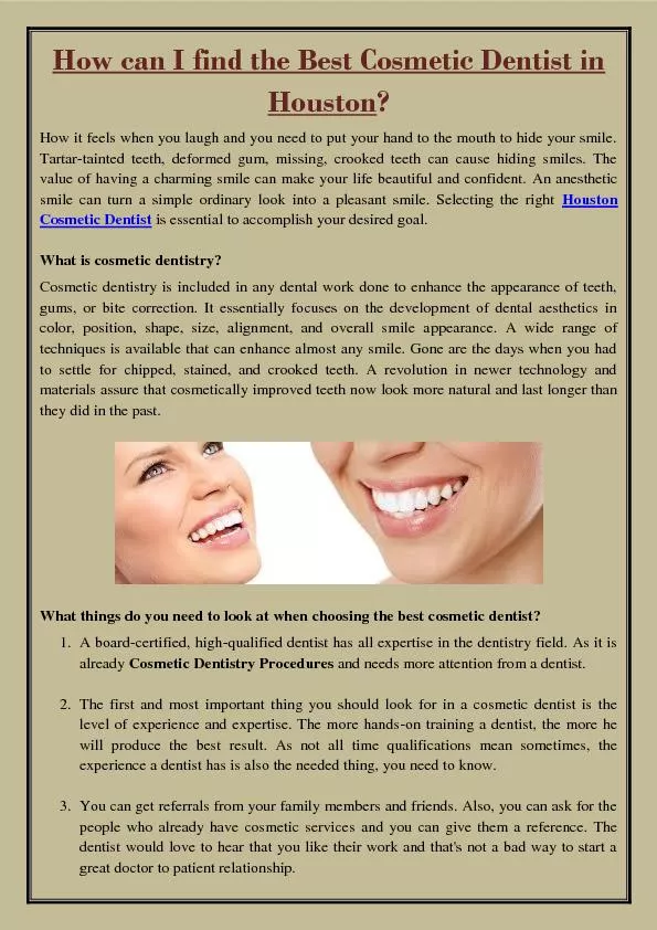 How can I find the Best Cosmetic Dentist in Houston?
