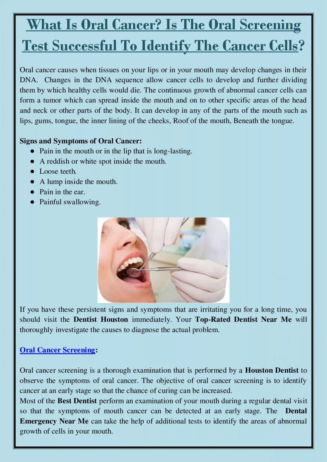 PDF-What Is Oral Cancer? Is The Oral Screening Test Successful To Identify The Cancer Cells?