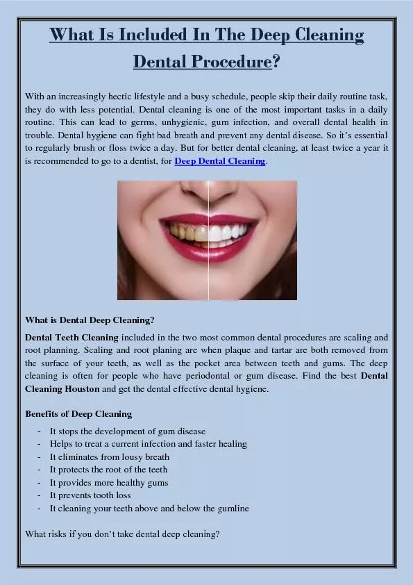 What Is Included In The Deep Cleaning Dental Procedure?