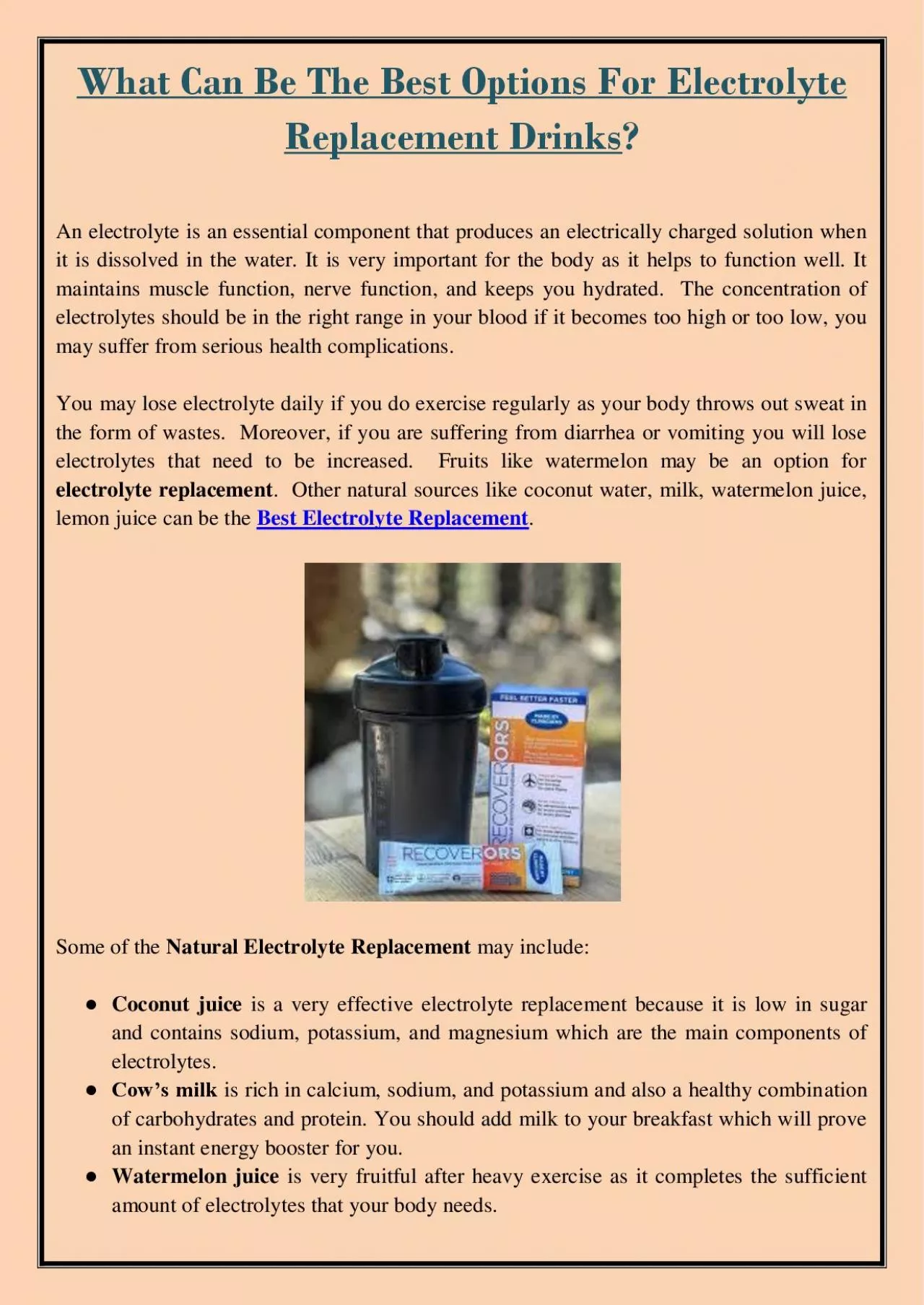 PDF-What Can Be The Best Options For Electrolyte Replacement Drinks?