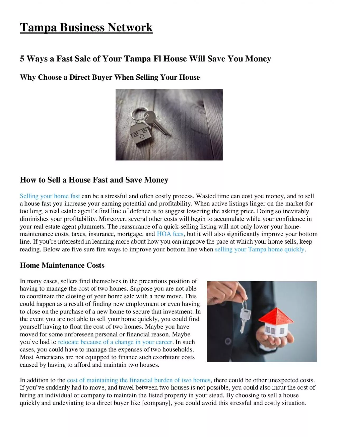 PDF-5 Ways a Fast Sale of Your Tampa Fl House Will Save You Money