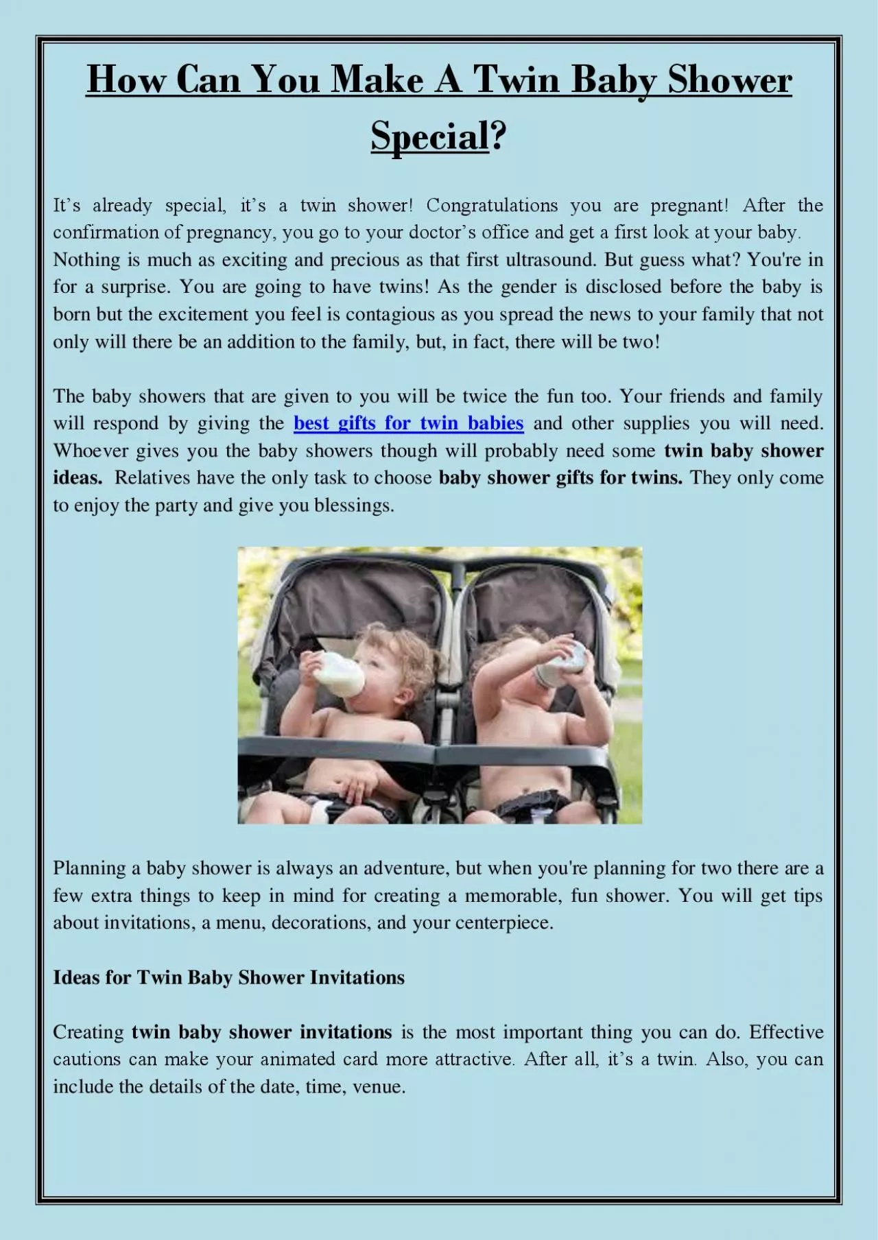 PDF-How Can You Make A Twin Baby Shower Special?