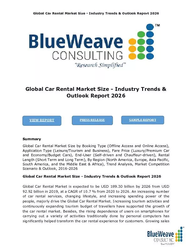 Global Car Rental Market Size - Industry Trends & Outlook Report 2026