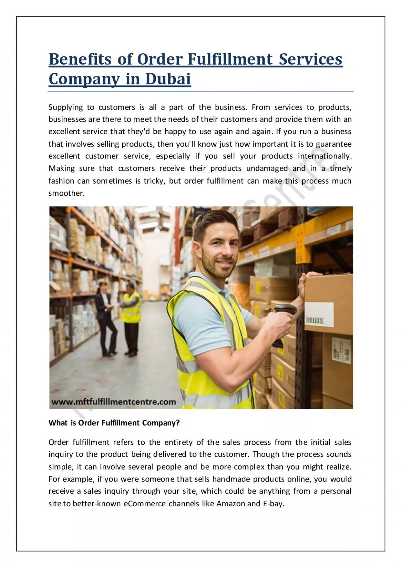 PDF-Benefits of Order Fulfillment Services Company in Dubai