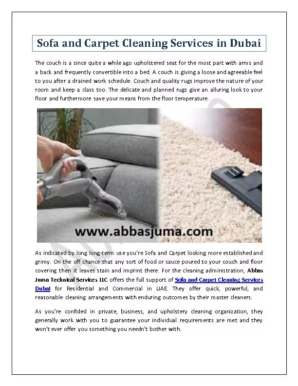 Sofa and Carpet Cleaning Services in Dubai