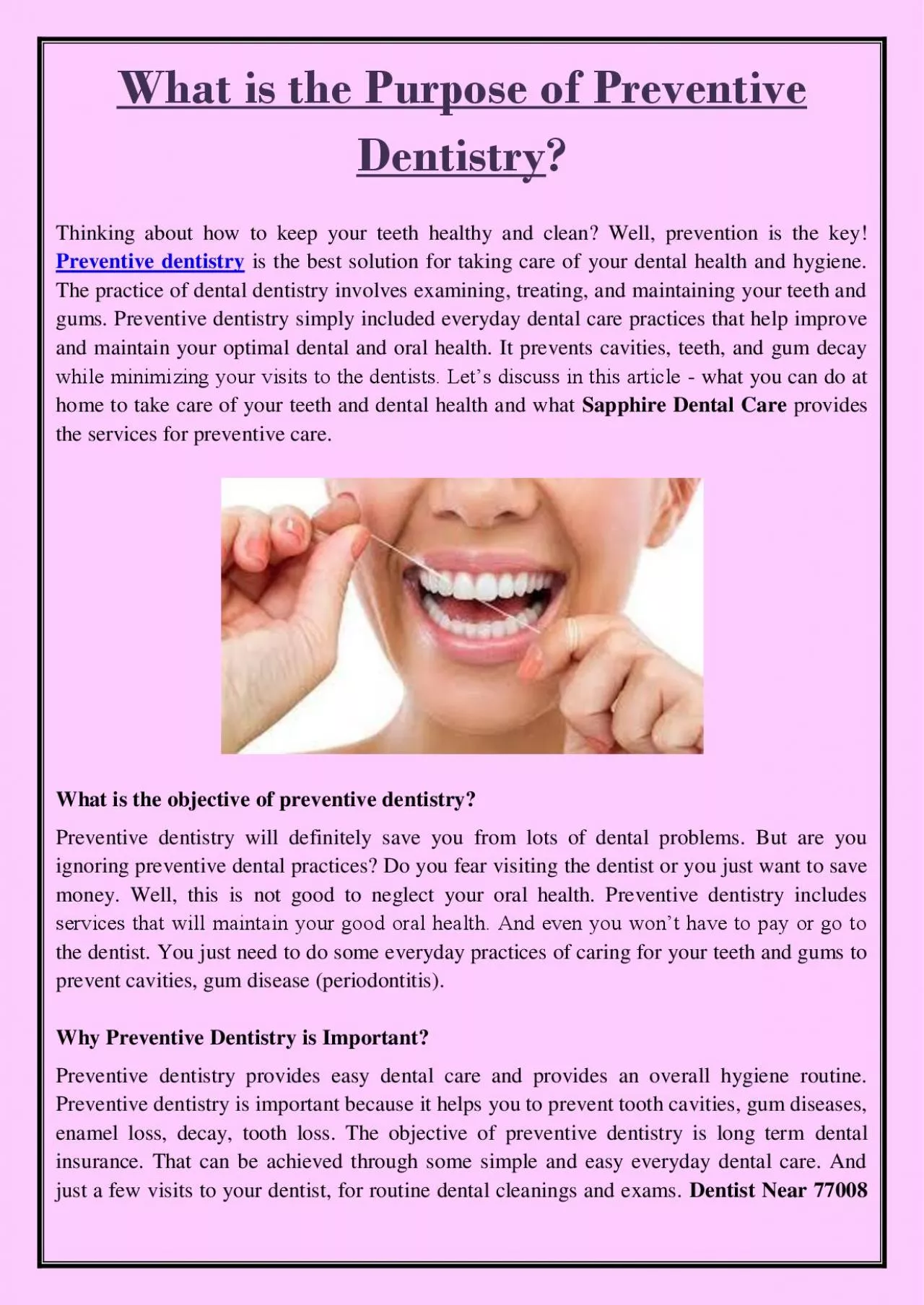 PDF-What is the Purpose of Preventive Dentistry?