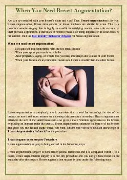 When You Need Breast Augmentation?