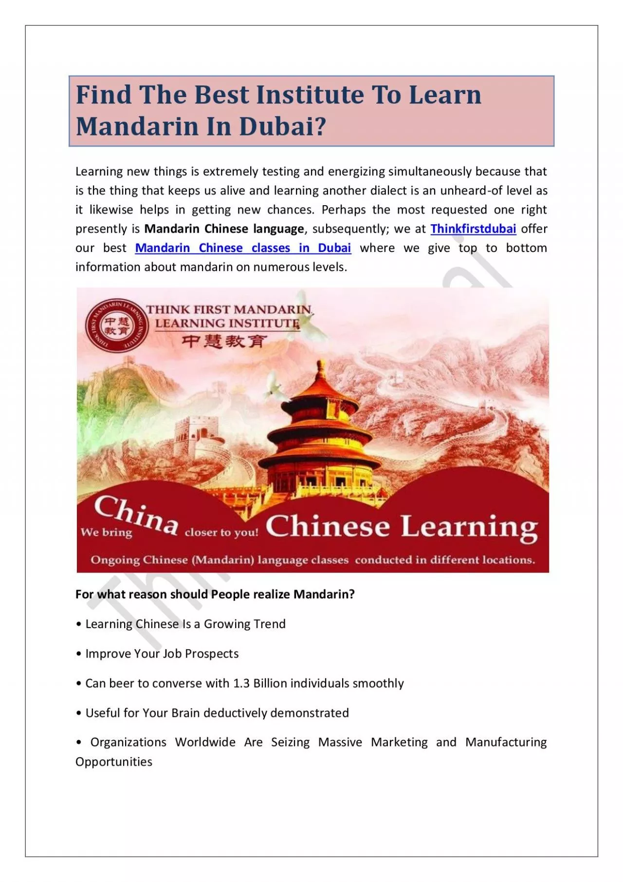 PDF-Find The Best Institute To Learn Mandarin In Dubai