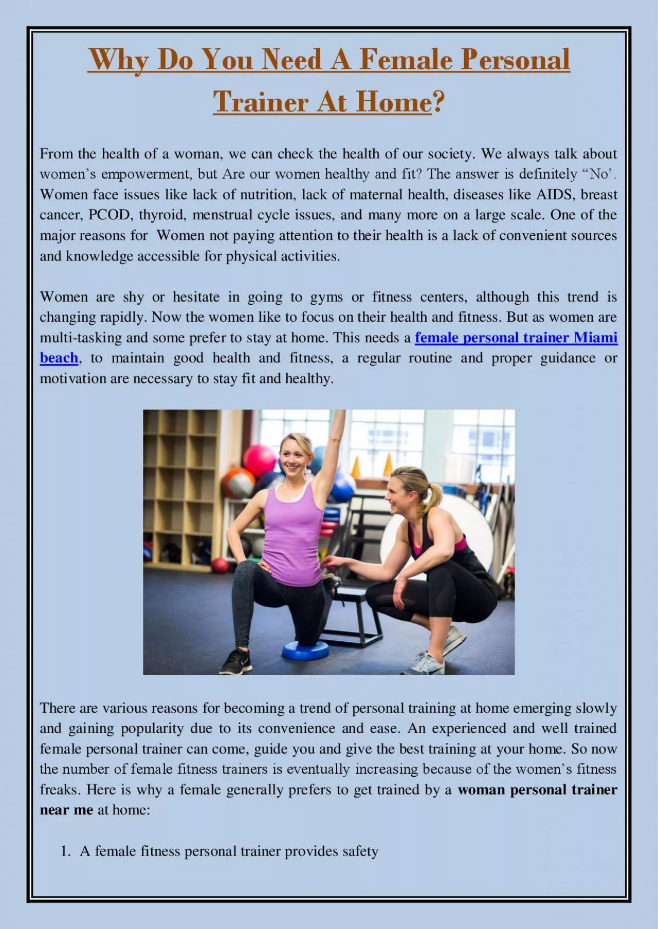 PDF-Why Do You Need A Female Personal Trainer At Home?